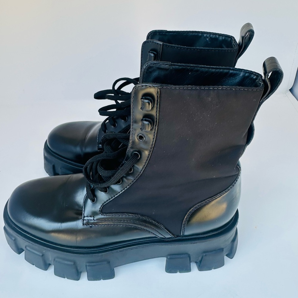 Prada Black Platform Lug-Sole Combat Boots size 39.5 - Picture 8 of 14